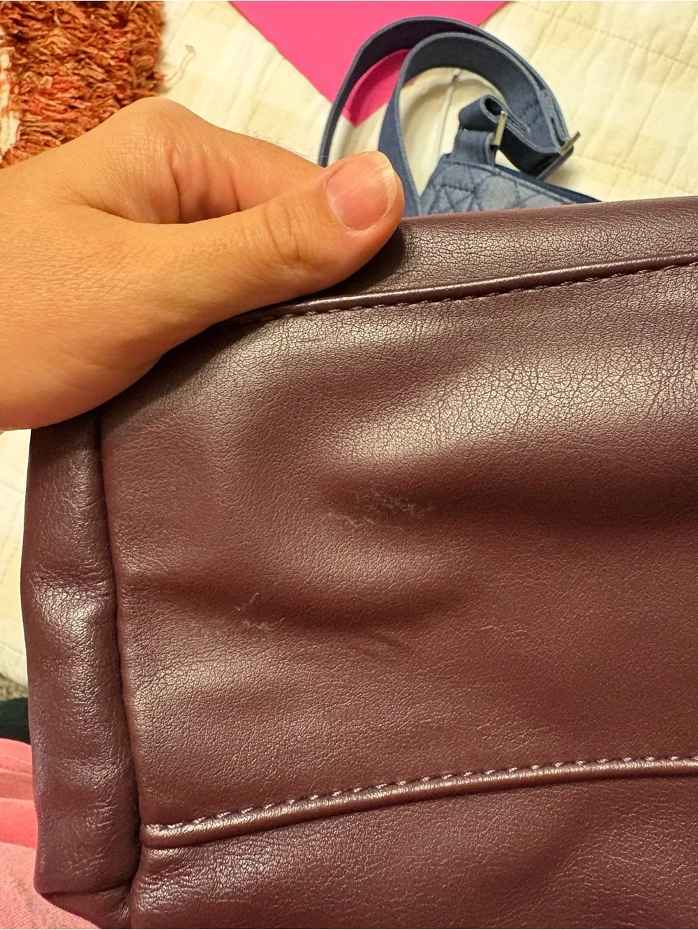 Simply Vera Vera Wang Brown Faux Leather Backpack Purse Quilted Pocket Academia